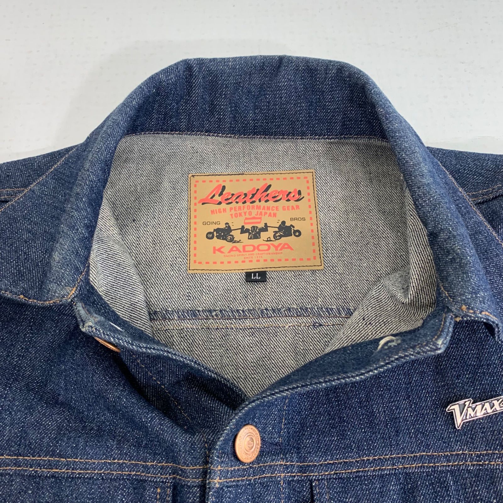 KADOYA デニムベスト LL レザー FFCRYSTALESIA_COM
