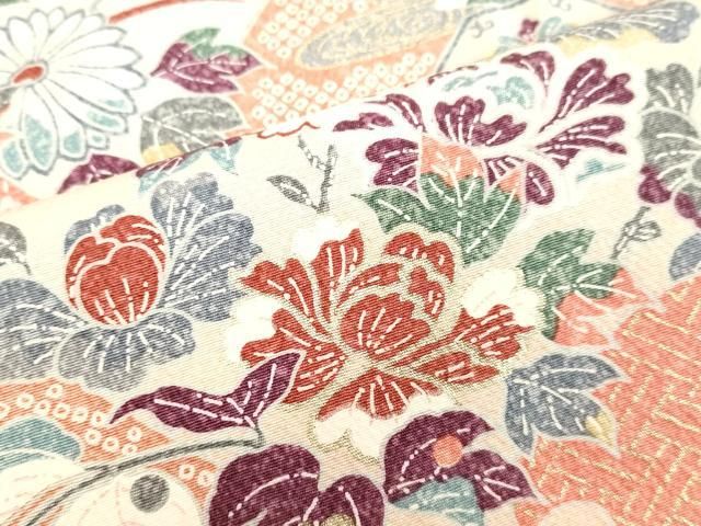 平和屋着物○訪問着 手描き エ霞草花文 暈し染め 正絹 逸品