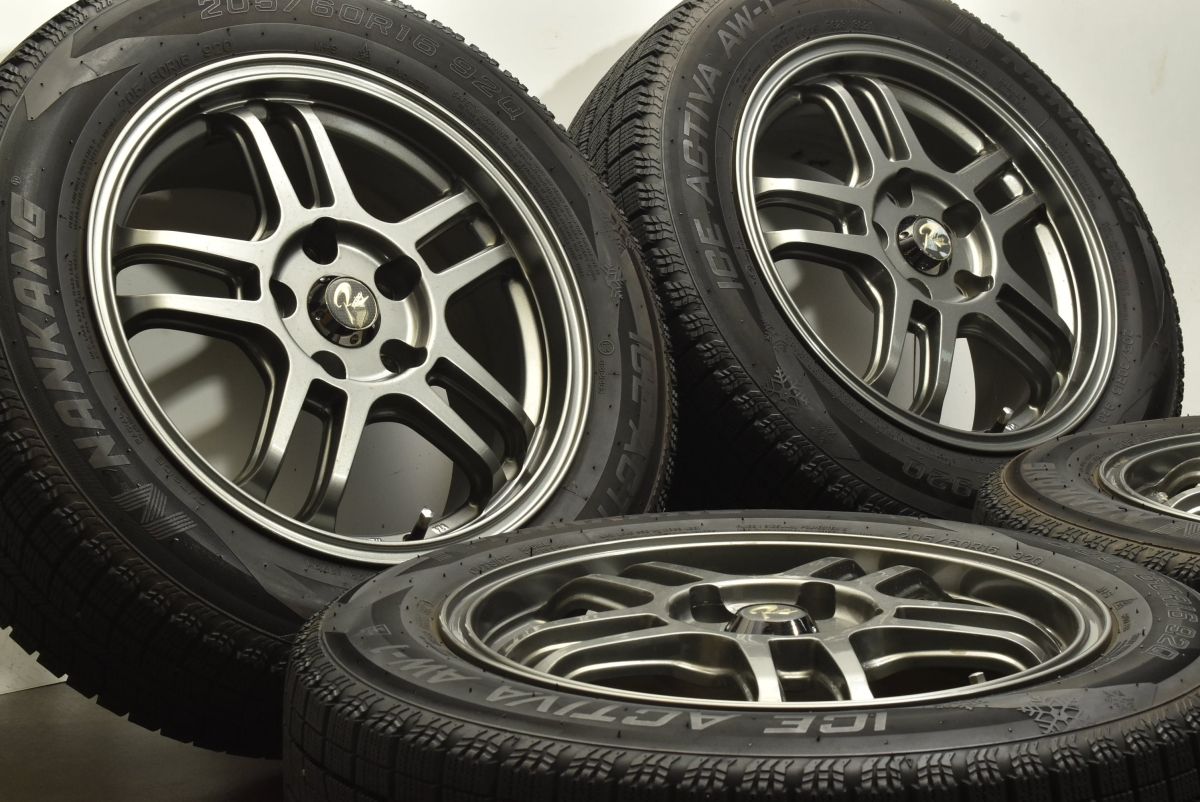 バリ溝 Rレーシング 16in 7J 38 PCD114.3 ナンカン アイスアクティバ AW-1 205 60R16 ノア ヴォクシー ステップワゴン セレナ