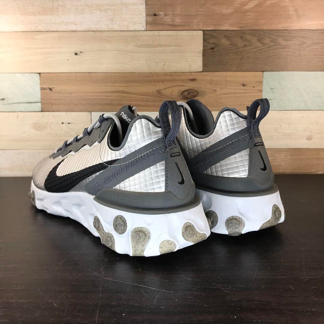 美品 NIKE REACT ELEMENT 55 PRM リアクト エレメント 55 プレミアム グリッド シルバー ブラック 黒 メンズ ナイキ スニーカー 27 cm U07268