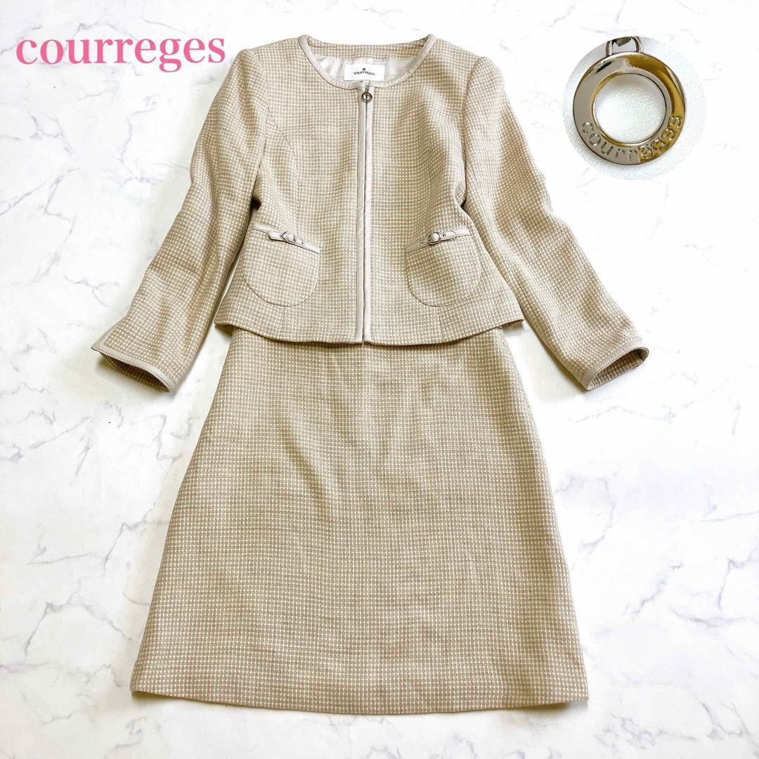 courreges クレージュ セットアップスーツ ジャケット スカートウール 40 L イベント 卒業 卒園 入学 入園 セレモニーオケージョン
