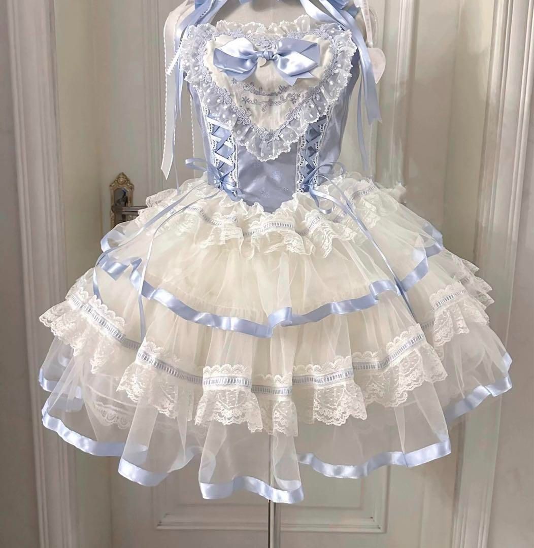 ロリータドレスお嬢様 めめしい かわいい メイド衣装 可愛いドレス 仮装 ブルー
