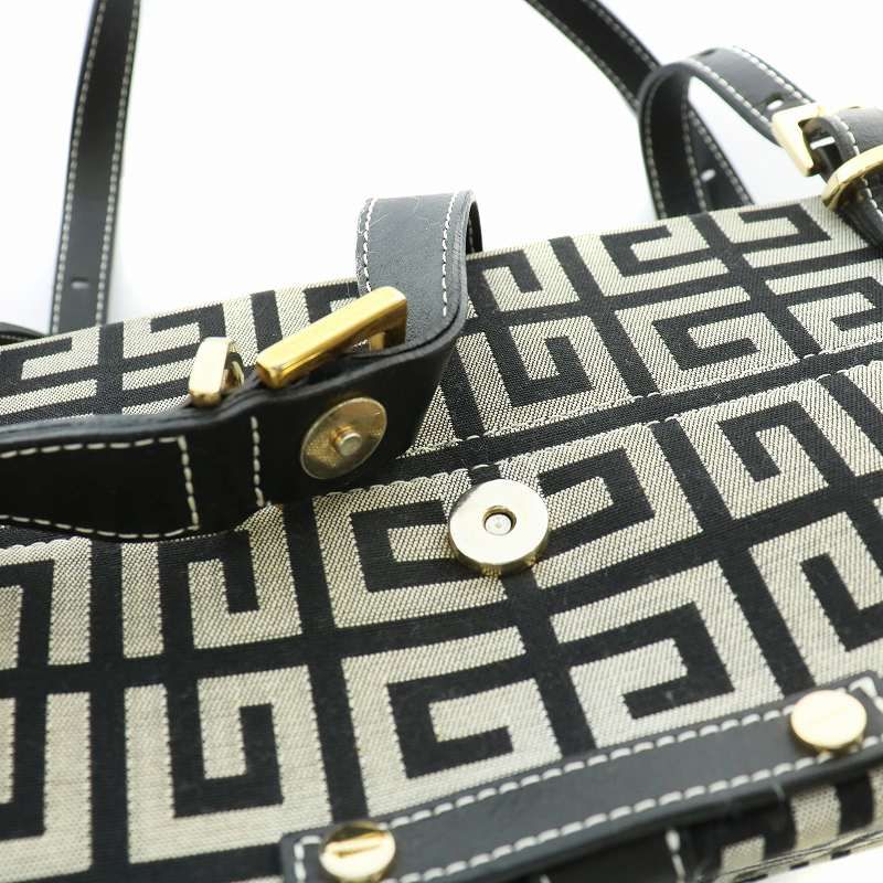GIVENCHY ジバンシー Gロゴ 総柄 キャンバス×レザー ハンドバッグ ジバンシィ GIVENCHY ハンドバッグ キャンバス レザー 4Gロゴ 総