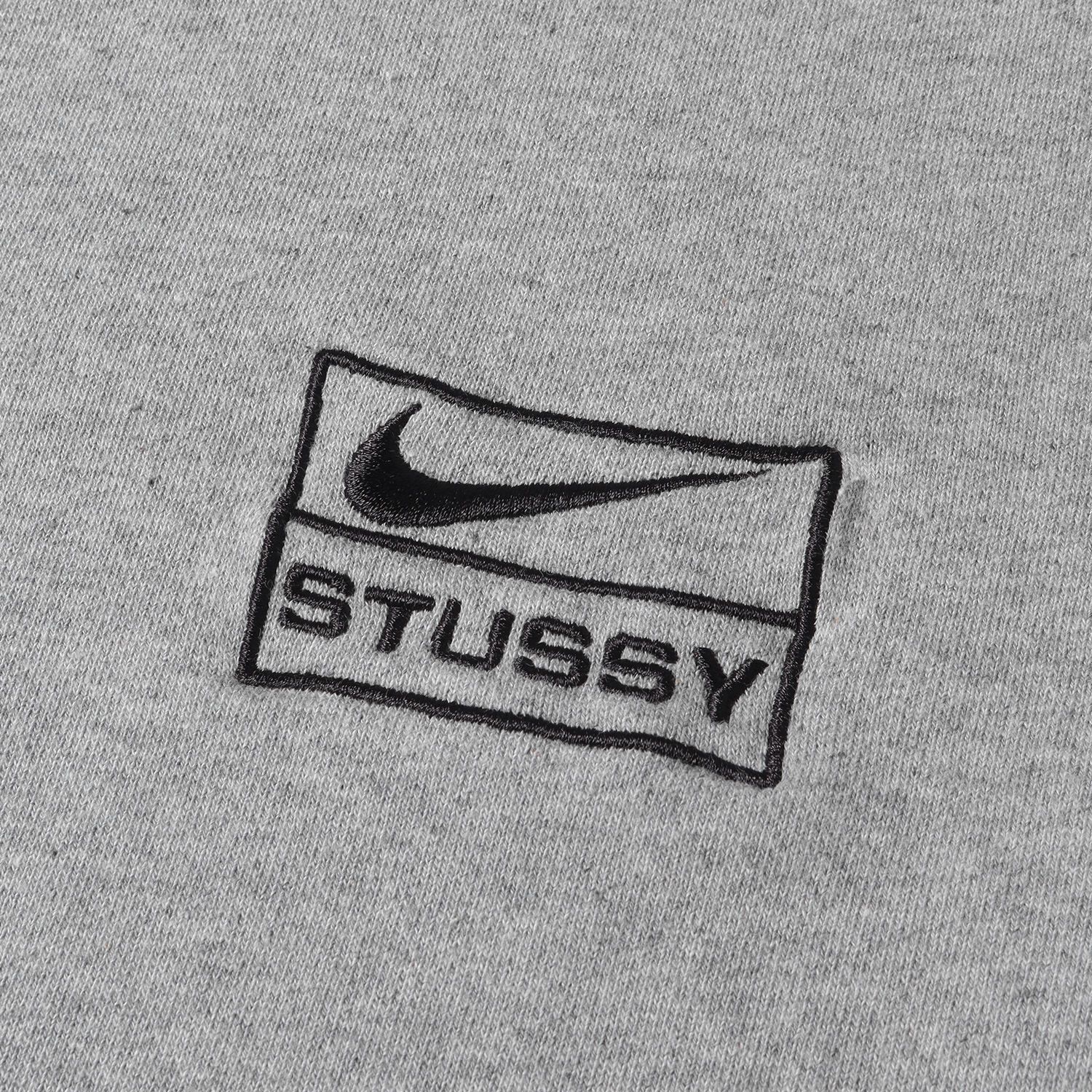 STUSSY ステューシー スウェット サイズ:XL 22SS NIKE ナイキ コラボロゴ刺繍 クルーネック ヘビー スウェットシャツ Crew  Sweat ヘザーグレー トップス トレーナー コラボ【メンズ】