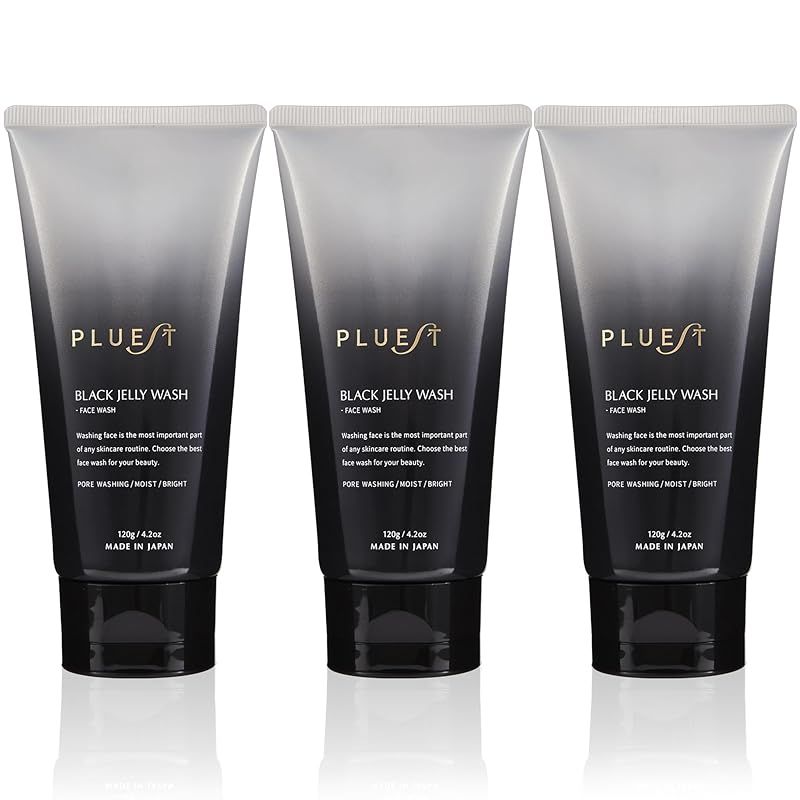 PLUEST ブラックジェリーウォッシュ 洗顔ジェル 毛穴 黒ずみ 角栓 泡立てない 120g 3本セット 使い方ガイド付き 1