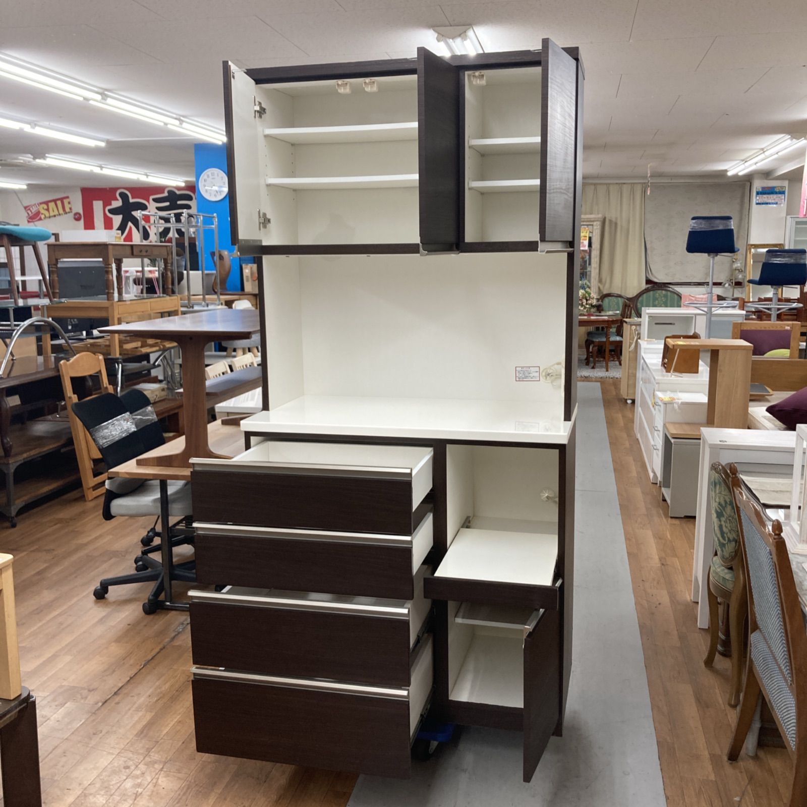 名古屋市近郊送料設置無料 S365 NITORI ニトリ キッチンボード ソフトクローズ搭載 幅100cm シミ キズ有