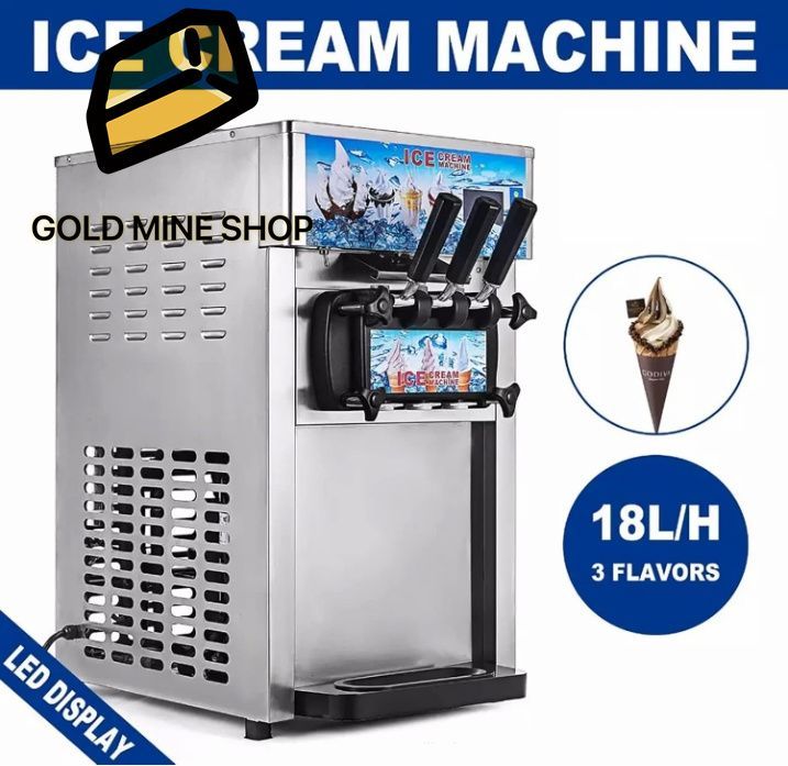 業務用アイスクリームマシン 1200W カウンタートップソフトクリームメーカー 4.7 ガロン|時間 3 種類のフレーバーヨーグルトメーカー 自動洗浄 スナックバーカフェ用