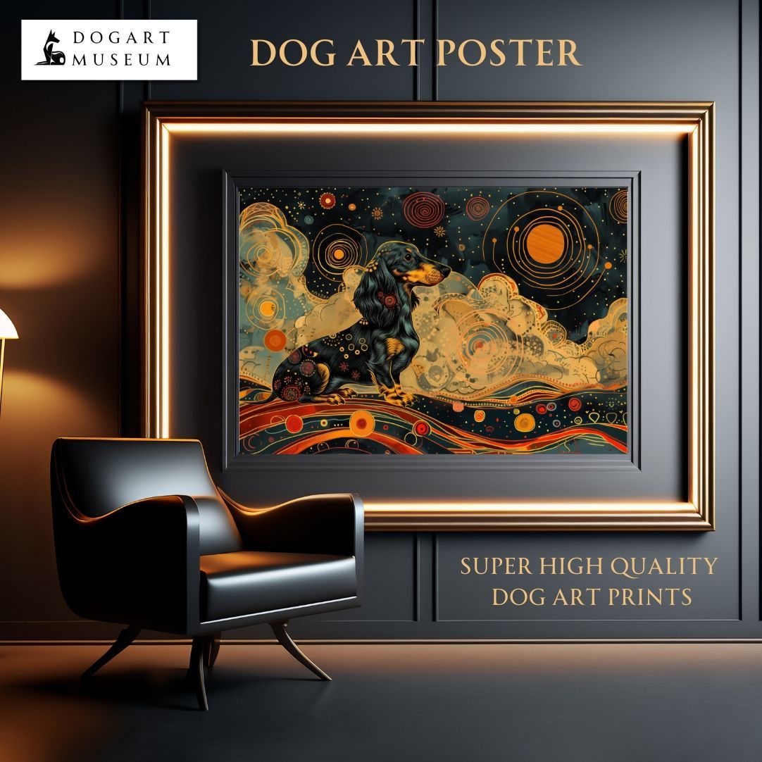 【インターステラー (星ノ間) - ダックスフンド犬 No.3】宇宙 星空 アートポスター 犬の絵 犬の絵画 犬のイラスト