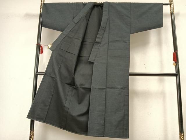 平和屋着物 男性 お召 単衣 アンサンブル 霞文 正絹 fy