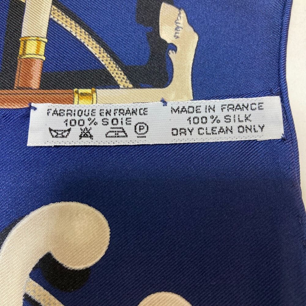 HERMES エルメス カレ45 ボルデュック ネイビー 美品 HERMES エルメス カレ45 Cannes et Pommeaux シルク100