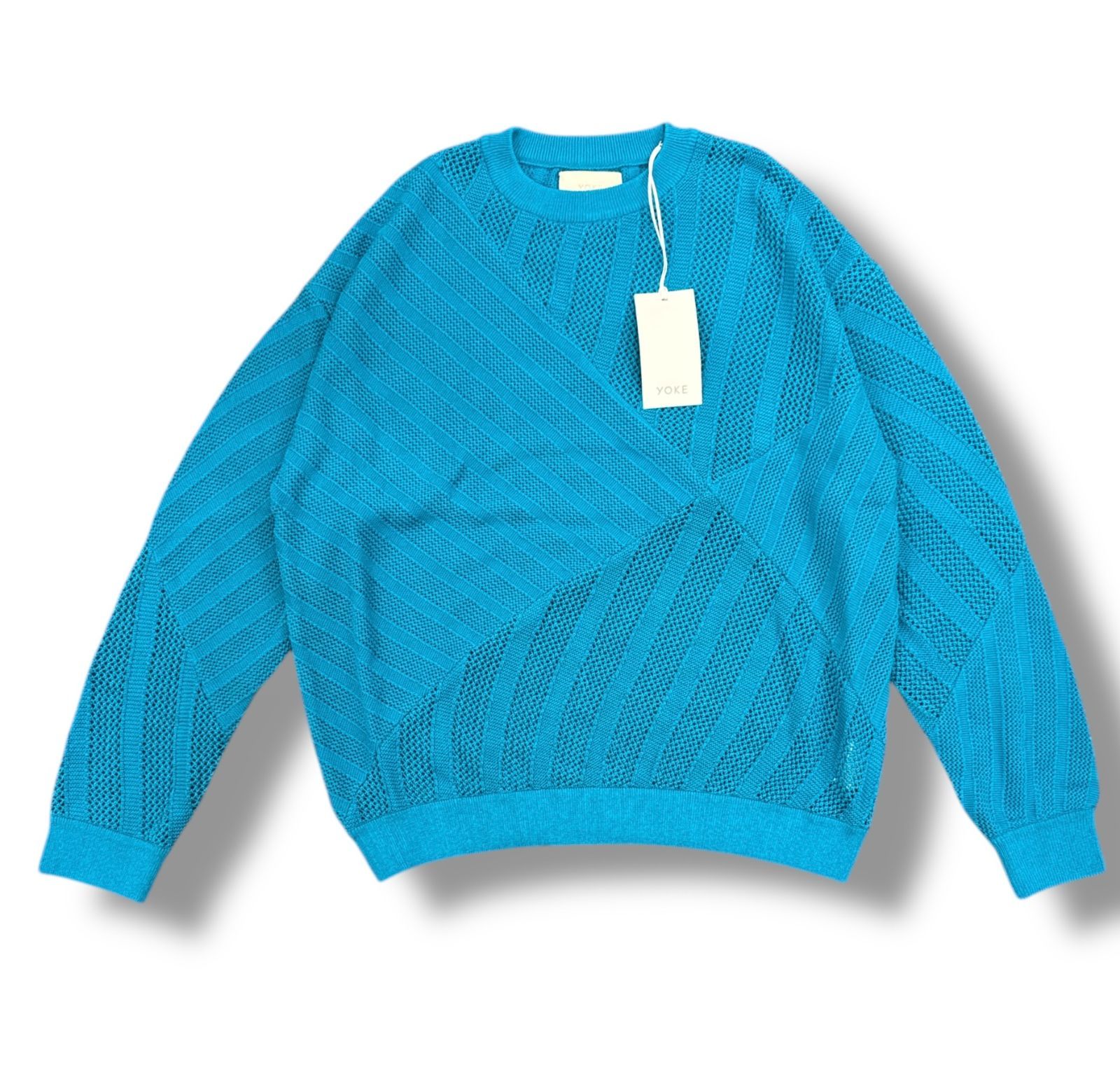 参考上代46200円 未使用 YOKE 24SS MESH STRIPE CREWNECK SWEATER 