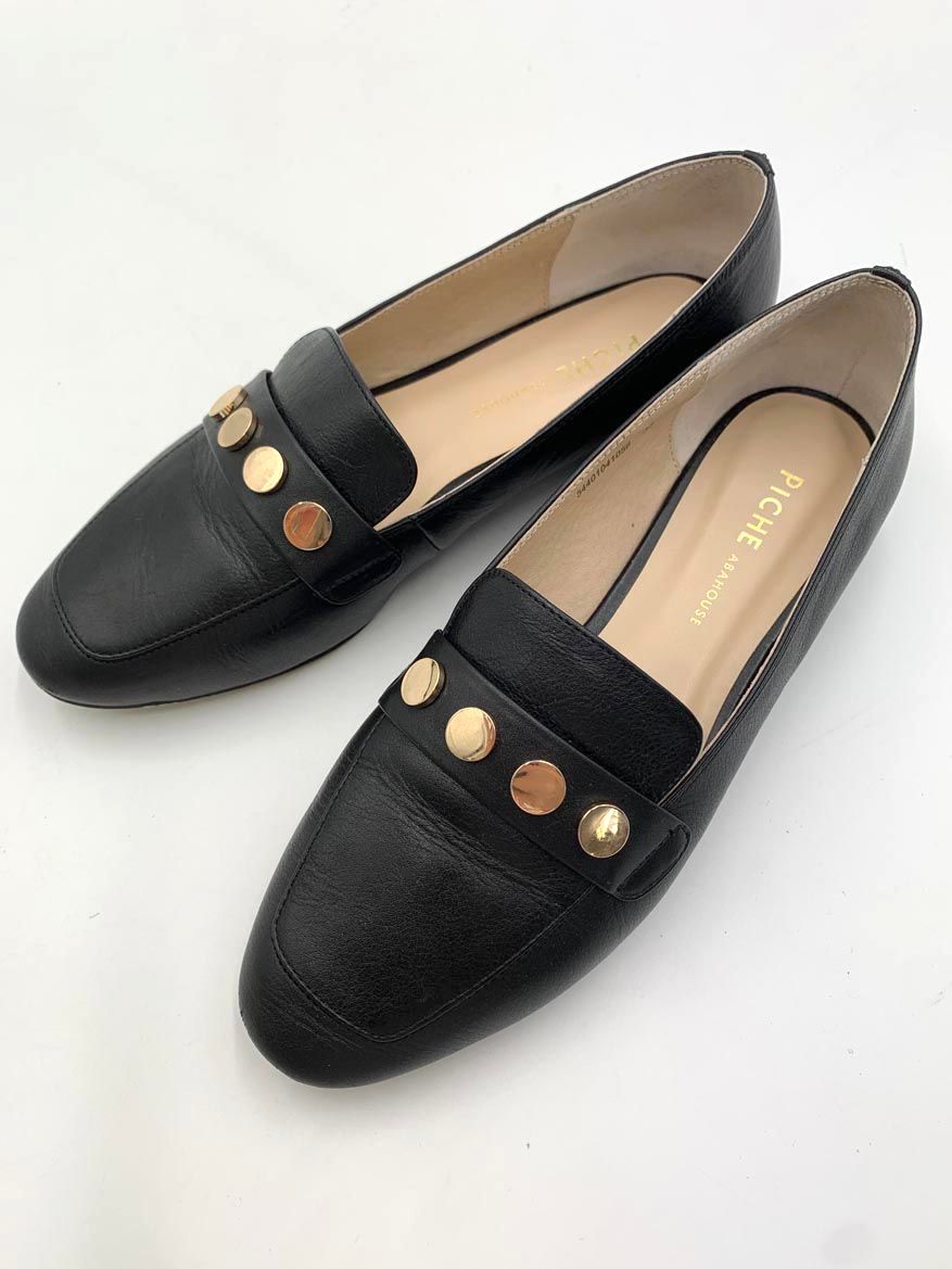 PICHE ABAHOUSE ピシェ アバハウス ソフト フラット ローファー シューズ size37|黒 レディース