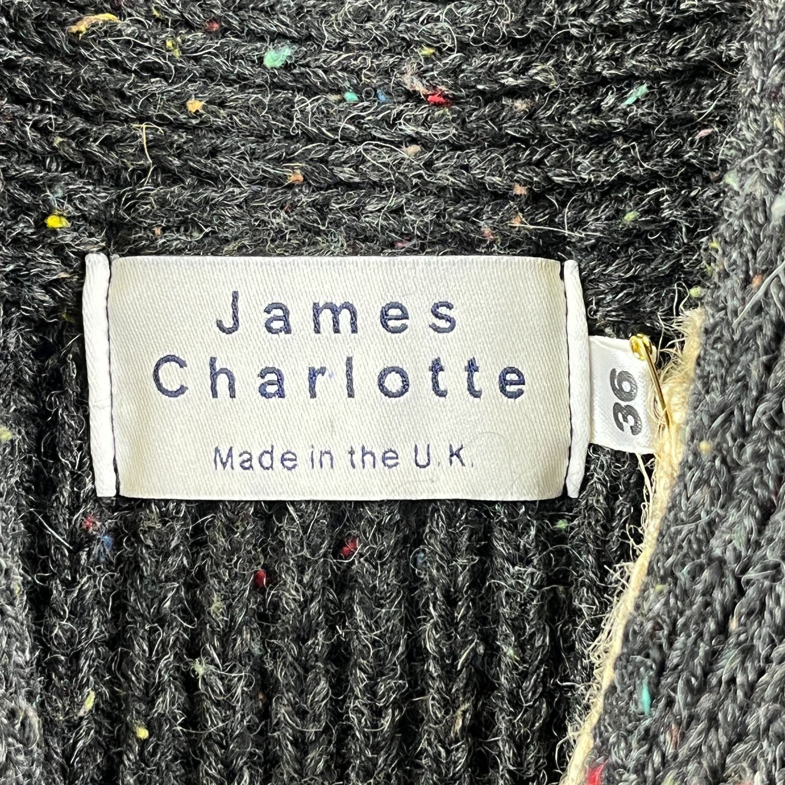 英国製 James Charlotte ジェームスシャルロット ショールカラーニット 