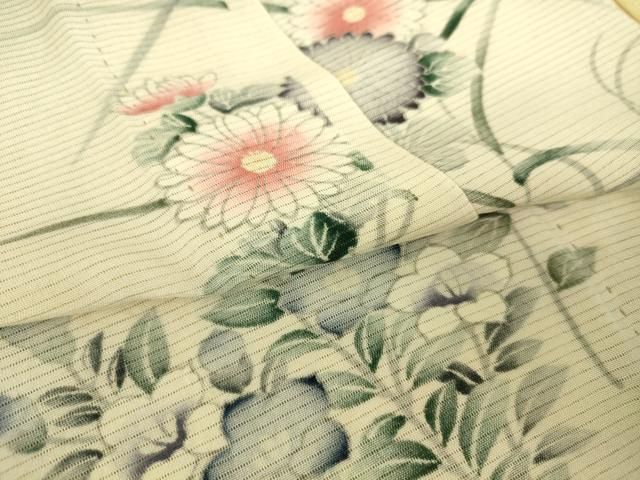 平和屋着物▽訪問着 無双 紗袷 紗×絽 吉祥花文 暈し染め 正絹 逸品