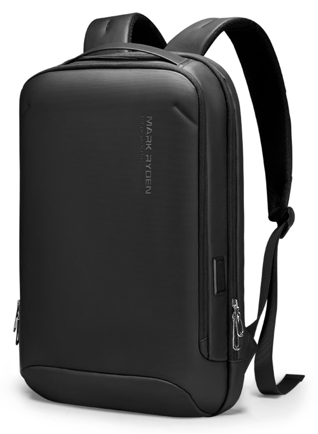 ビジネスリュック 薄型 セミハードなバックパック RYDEN ハードシェルリュック 防水 メンズ リュックサック MARK YKK ファスナー USB充電ポート15.6インチPC収納 軽量デイリー