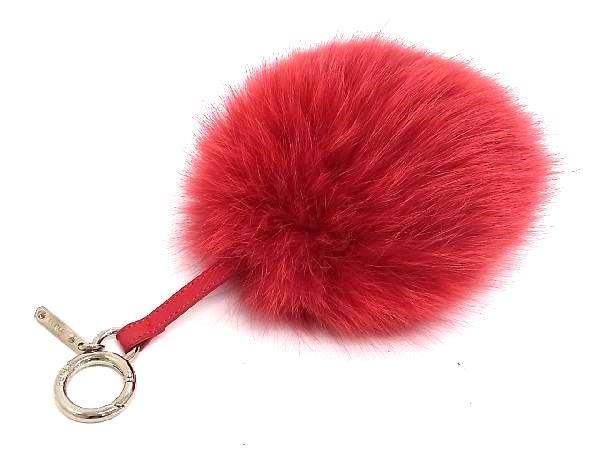 FENDI ファー イニシャル ポンポンチャーム キーホルダー バッグチャーム □新品同様□ FENDI フェンディ ファー イニシャル ポンポン