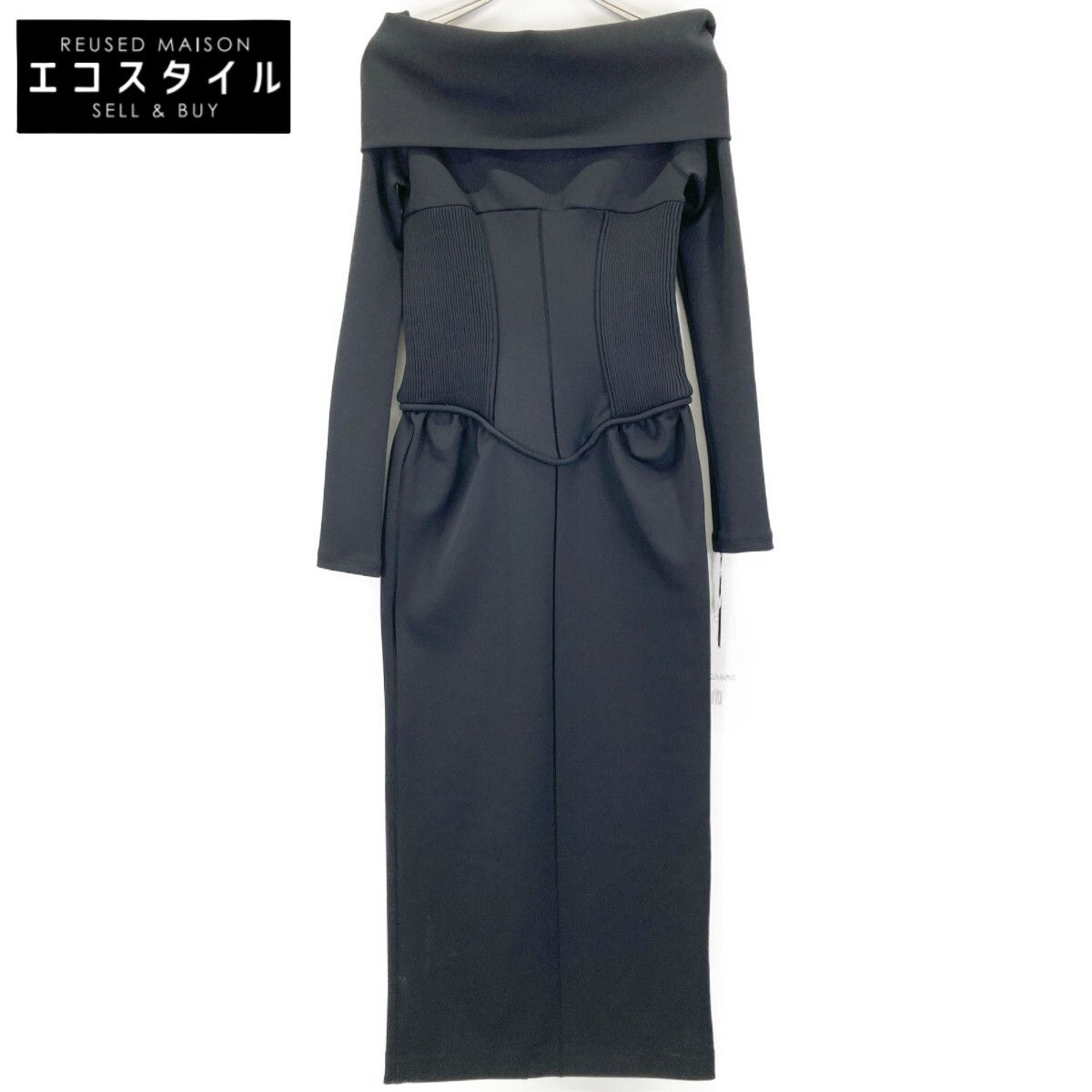 FETICO フェティコ FTC244-0805 24AW ブラック JERSEY OFF SHOULDER DRESS ジャージーオフショルダードレス 1