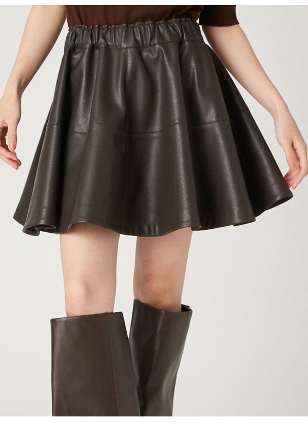 レザーライクサーキュラーミニスカート ボトムス