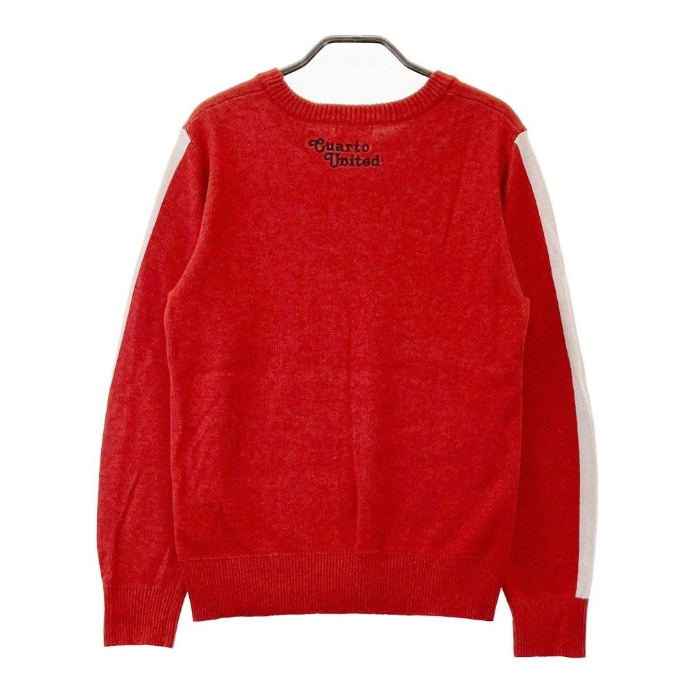 CUARTO UNITED クアルトユナイテッド セーター ニット Vネック 超美品クアルトユナイテッド セーター レッド×白 ニコちゃん