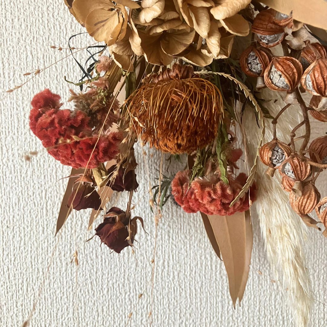 秋色ボタニカルブーケ ドライフラワー ウェディング 前撮り スワッグ