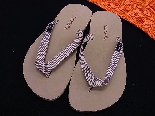 ■ 신품 ■ 미사용 ■ HERMES 에르메스 이솔렐라 비치 샌들 슈즈 여성용 베이지 AN9403