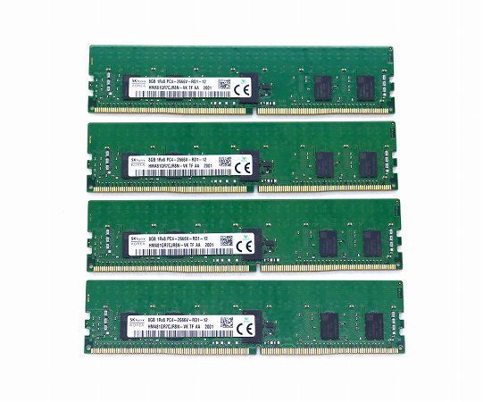 SK hynix 8GBx4枚セット32GB分 PC4-2666V-R DDR4 Registered ECC 1Rx8 動作確認済 ハイエンドワークステーション/サーバー対応 中古