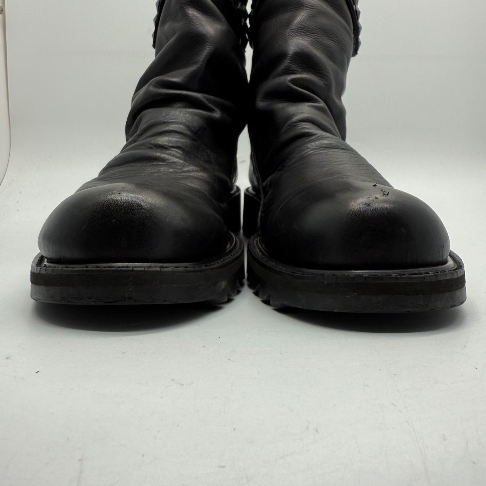 y 2 k archive style Riot studs design leather boots CV 16-J 05-1 42 シヴァーライズ バックジップブーツ スタッズ シャークソール 平成 お兄系