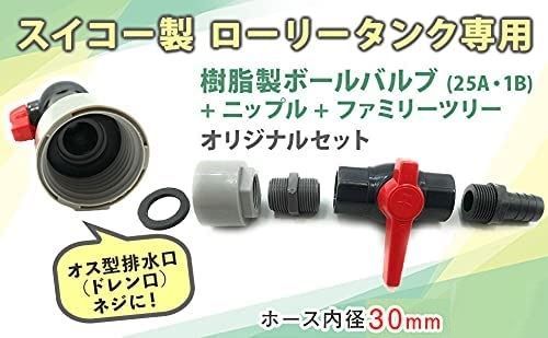 bath＆bath スイコー ローリータンク ドレン用 25A・1B 樹脂製 ボールバルブ ホース内径30ｍｍ タケノコ付( ホース内径30ｍｍ 用  タケノコ付) メルカリ