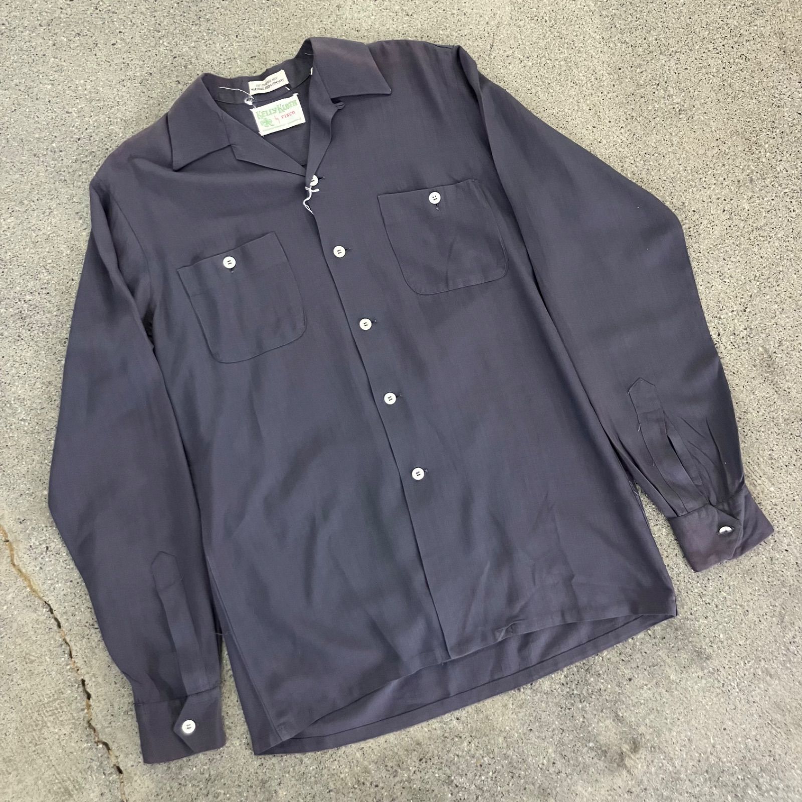Kelly Kloth Around 60s Rayon Shirt S Plain Color