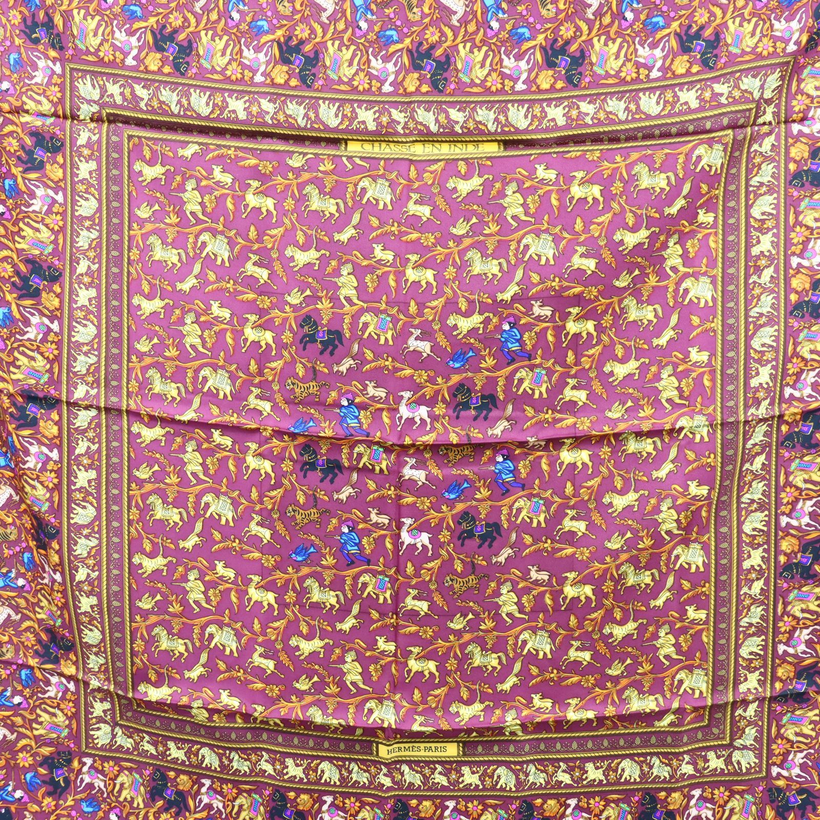 エルメス　CHASSE EN INDE シルクスカーフ 90cm HERMES - □新品同様□ HERMES エルメス CHASSE EN INDE【インド