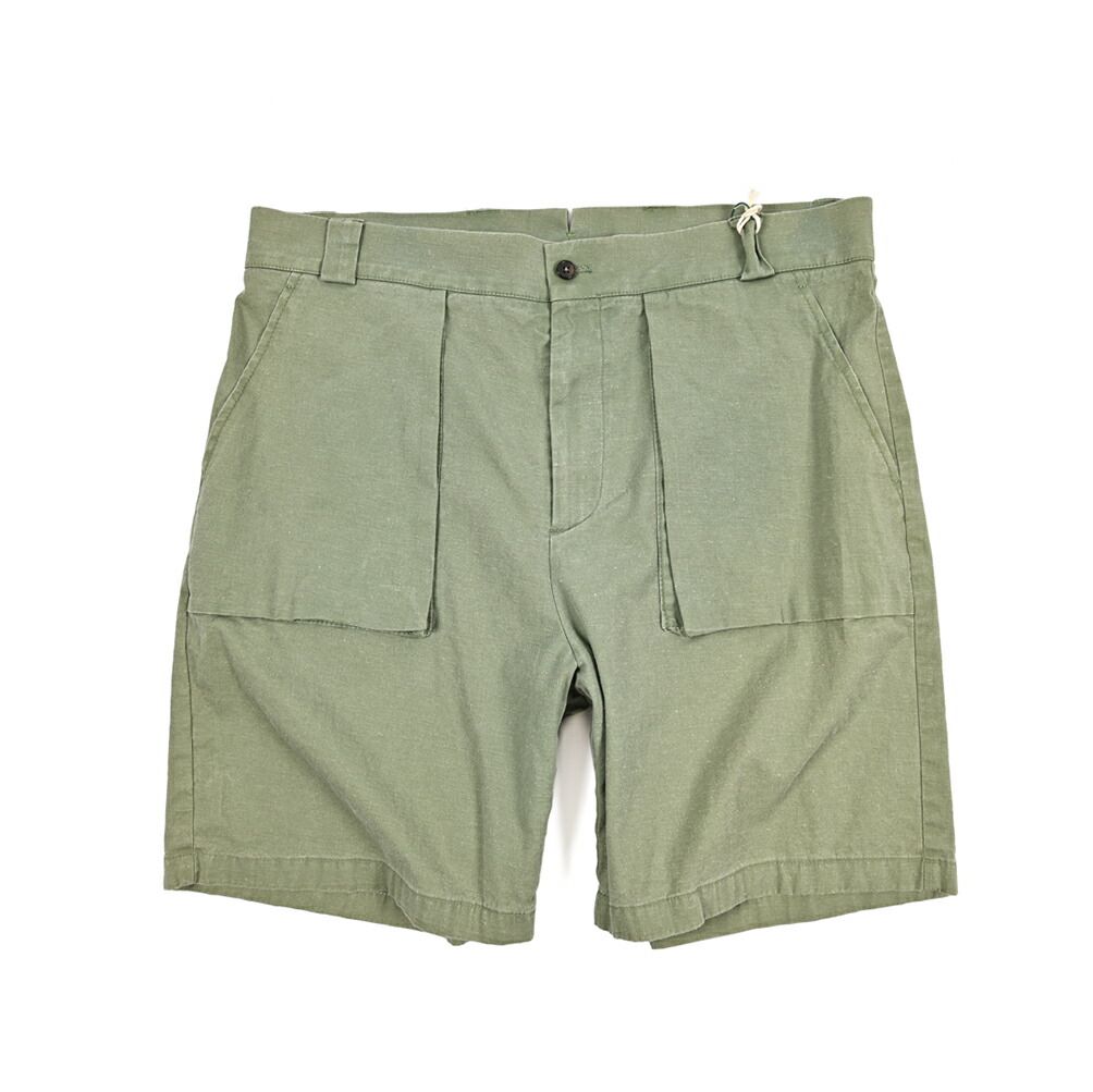 BERWICH ベルウィッチ BER_MUDA バミューダショーツ ノータック ベイカーハーフパンツ 春夏 コットン リネン グリーン イタリア製 424252