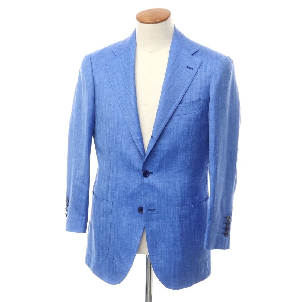 【中古】リングヂャケット RING JACKET ウールシルクリネン テーラードジャケット ライトブルー【サイズ46】【メンズ】