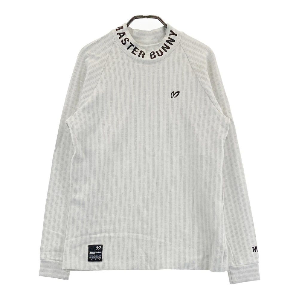 サイズ：4 MASTER BUNNY EDITION マスターバニーエディション  モックネック長袖Tシャツ ストライプ柄 ホワイト系 [240101367700]# ゴルフウェア メンズ ストスト