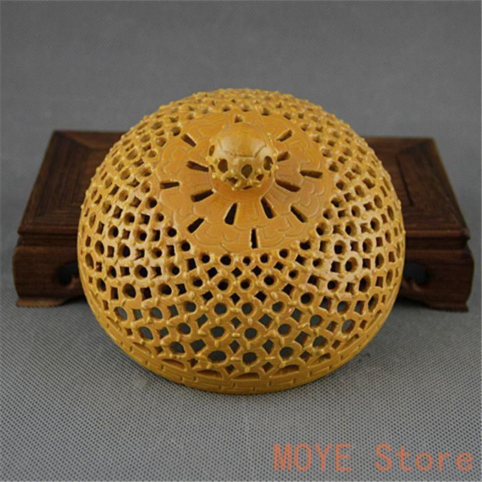 清乾隆黄釉回転式透かし香炉 景徳鎮 陶磁器 装飾品 現代工芸品 美術品