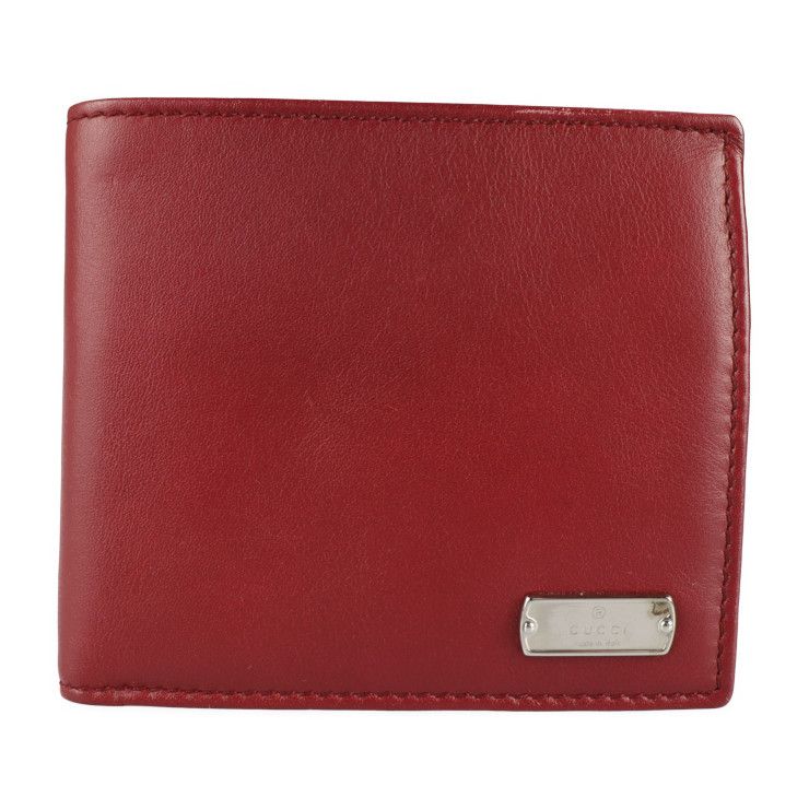 GUCCI グッチ コンパクトウォレット 二つ折り財布 322134 レザー ボルドー系 ロゴプレート