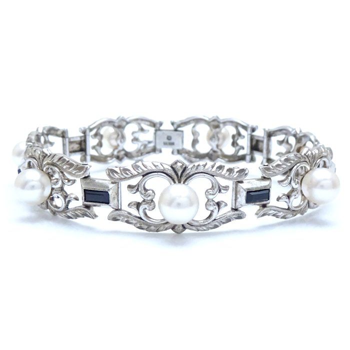 MIKIMOTO ミキモト ブレスレット パール オニキス 真珠6.5～6.6ミリ 