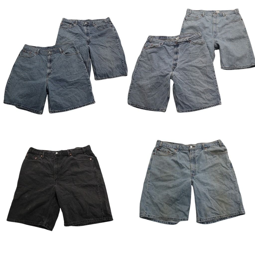 古着卸 リーバイス 紙タグ デニム ショートパンツ 6枚セット メンズ 40 |42 505 550 560 ブラック インディゴ 古着 NA4527