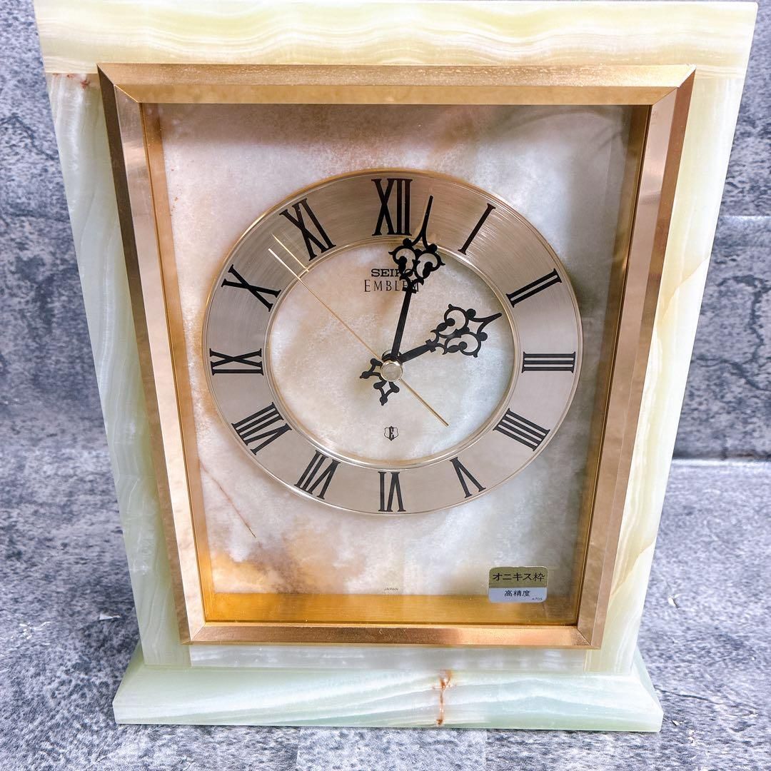 SEIKO EMBLEM 置時計 オニキス セイコー 大理石