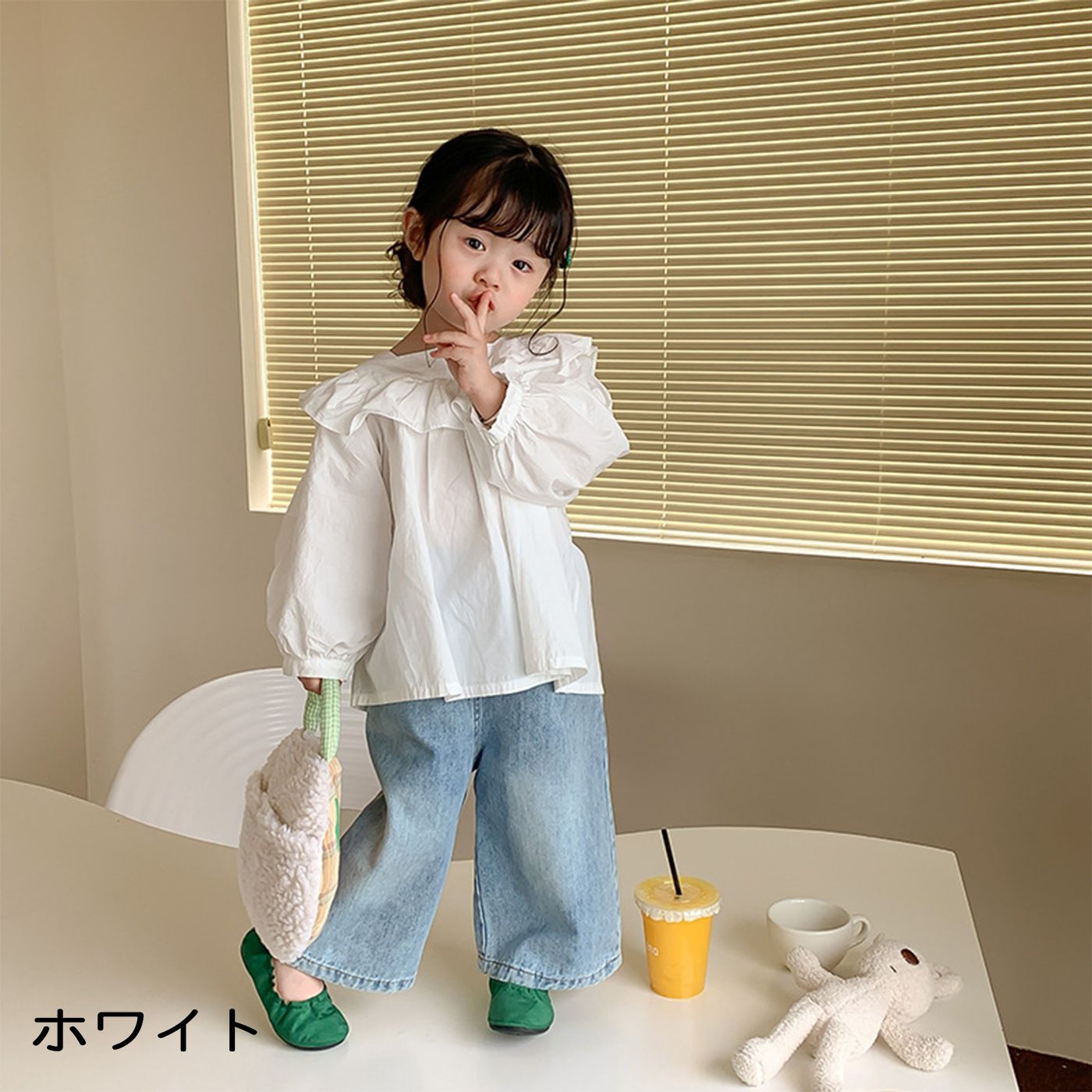 子供服 Tシャツ ブラウス 長袖 トップス 女の子 白 ゆったりサイズ