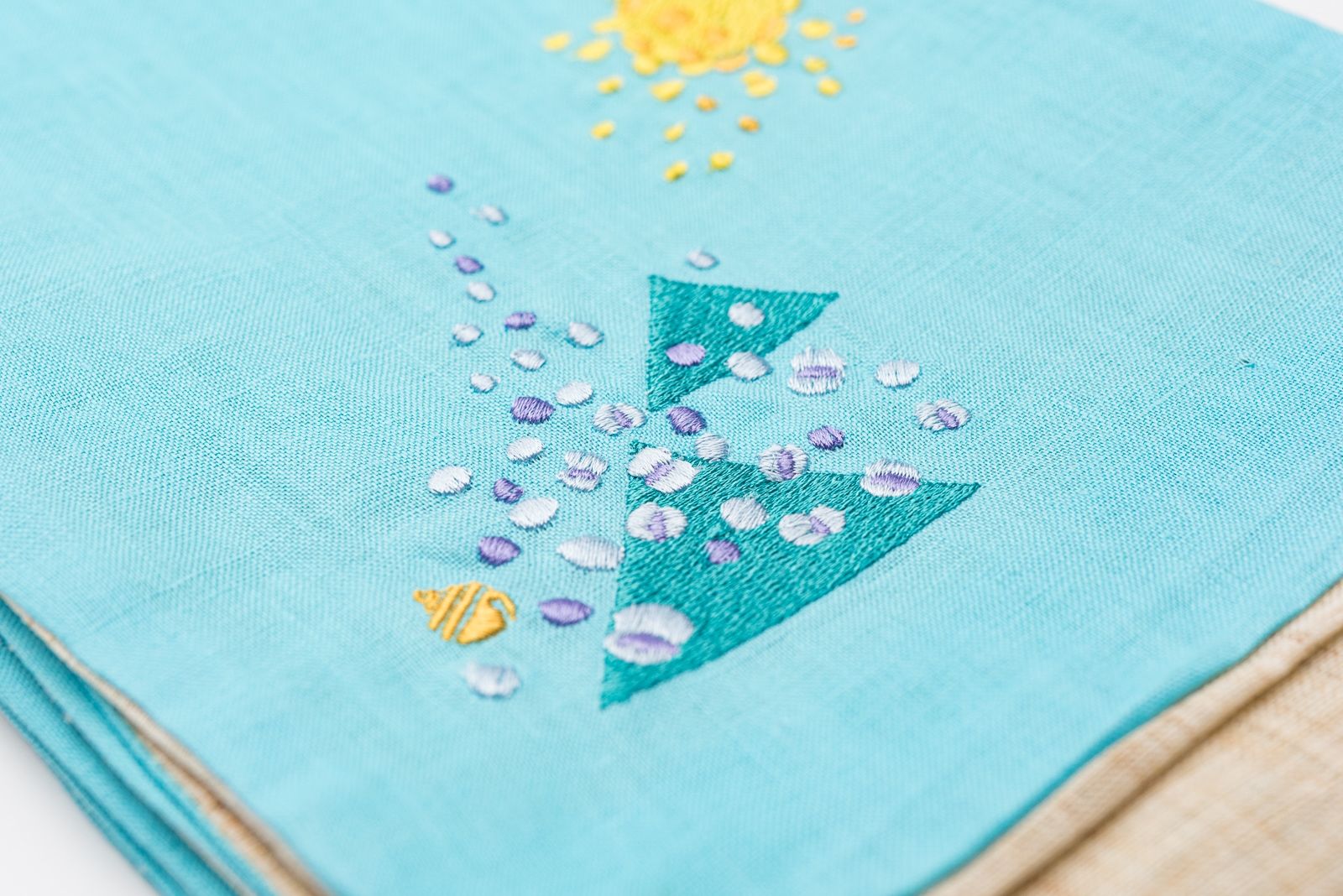 みすゞうた 麻半幅帯 お日さん 雨さん