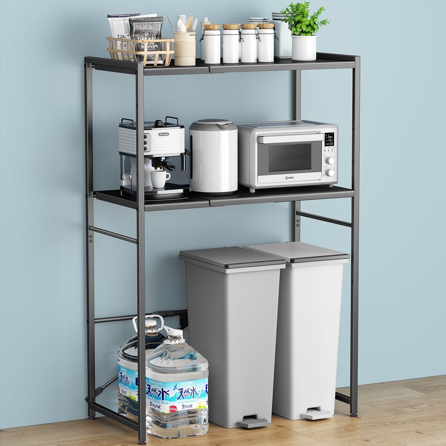 ゴミ箱上ラック 【幅伸縮可?上下調整可】 電子レンジラック レンジ台