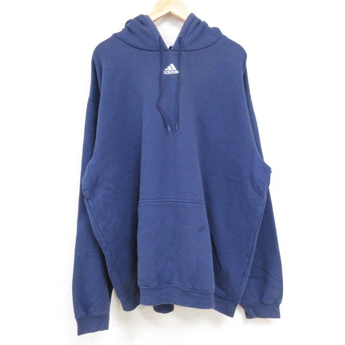 XL/古着 アディダス adidas 長袖 スウェット パーカー メンズ 00s ワンポイントロゴ 大きいサイズ 紺 ネイビー 24aug28 中古 スエット トレ