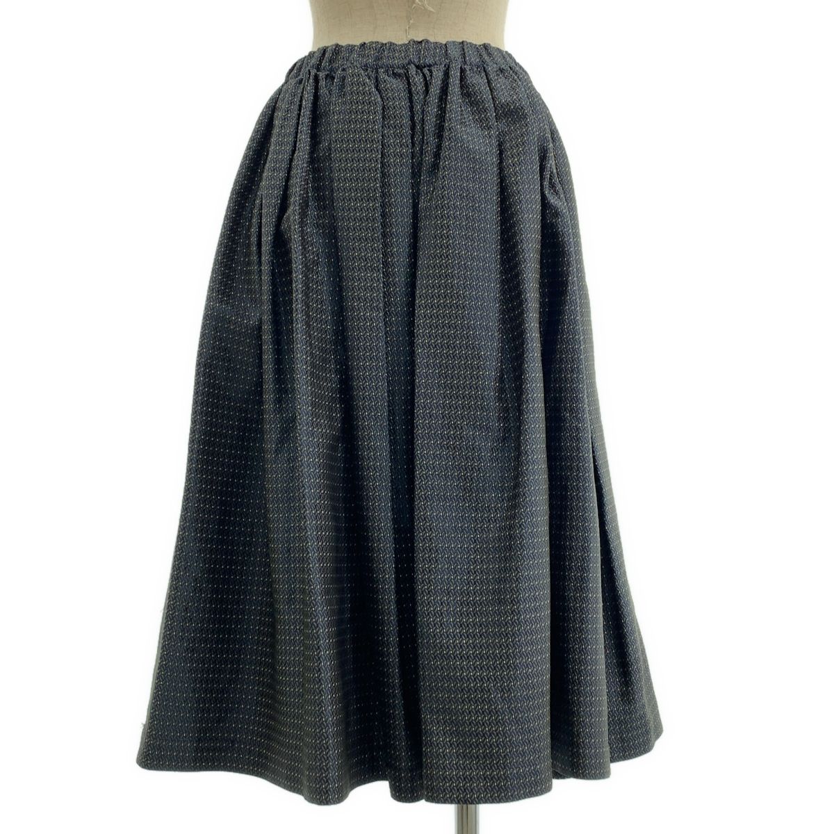 COMME des GARCONS コムデギャルソン 2019SS アセテート ジャガード ドローストリング ボリューム スカート S ネイビー カーキ レディース WWW_NOITHATQUANGTHANH_NET