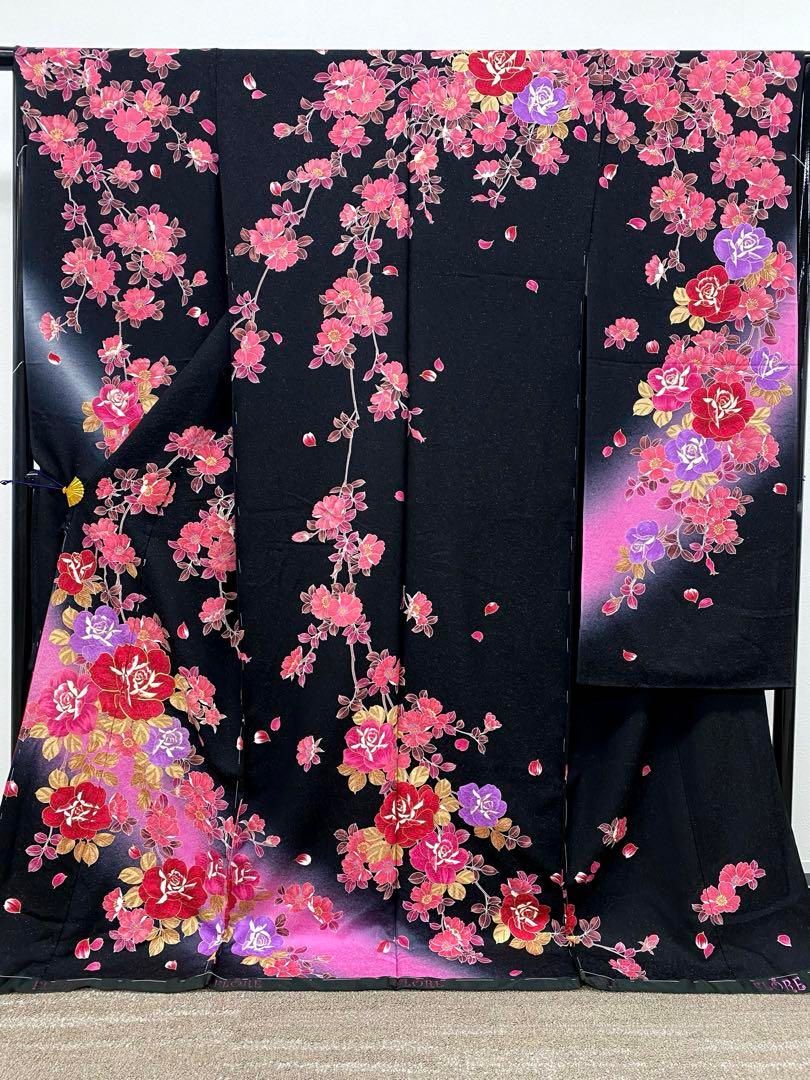 振袖 仮絵羽 舞台衣装 金駒 金彩 銀通し 京友禅 正絹 未仕立て品 八掛