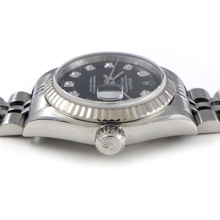 ロレックス Rolex 腕時計 デイトジャスト 79174G P番 2000年製 10ポイント ダイヤインデックス ブラック文字盤 デイト K18WG SS 自動巻き 【中古】 ロレックス Rolex 腕時計 デイトジャスト 79174G P番 2000年製 10