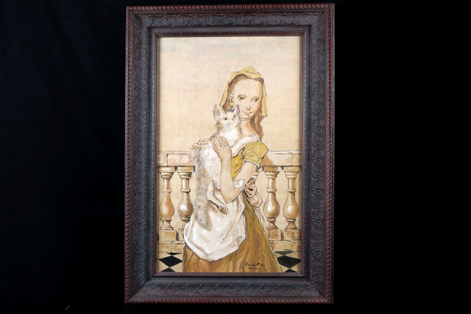 【真作】【直筆サイン】ベルナール・シャロワ「白い髪飾りのジョセフィーヌ」 真作】【直筆サイン】ベルナール・シャロワ「白い髪飾りの