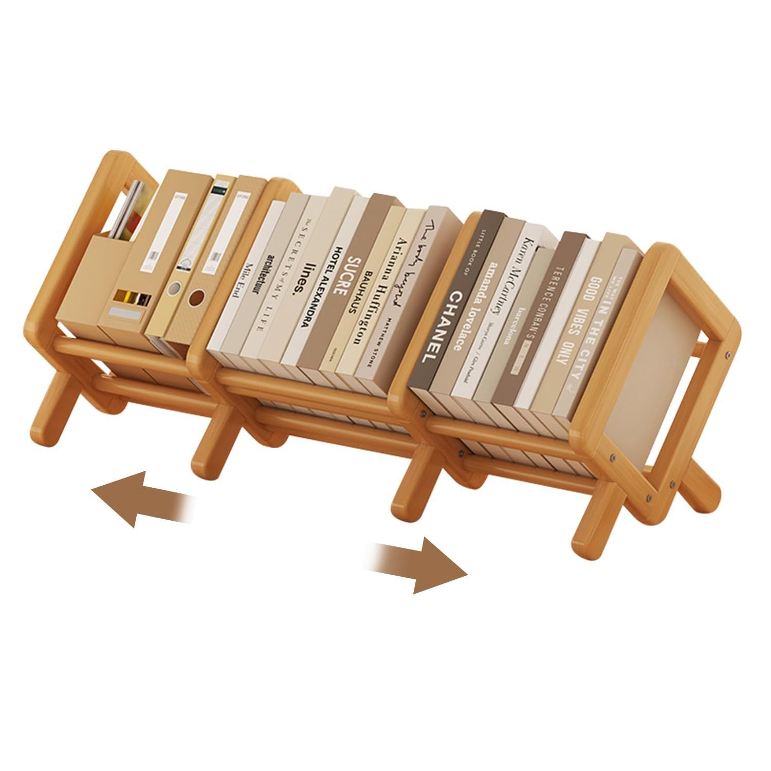 スタイリッシュで実用的！自由に伸縮するデスク上置き棚と本立て