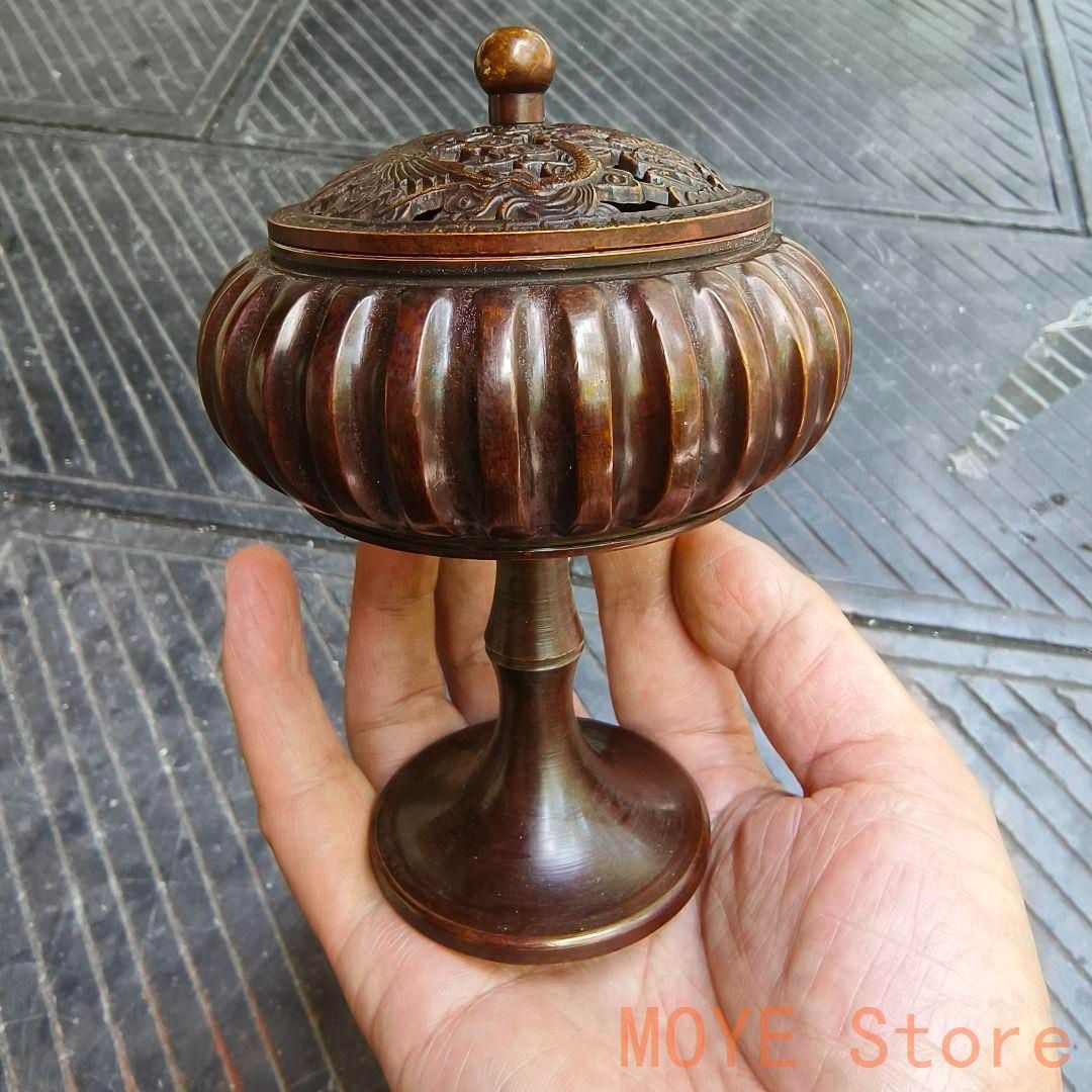 銅器 香炉 南瓜高脚盤香炉 傅山炉 応接間 茶室香薫炉 香道具 装飾品工芸品置物 銅器 香炉 南瓜高脚盤香炉 傅山炉 応接間 茶室香薫炉 香道具