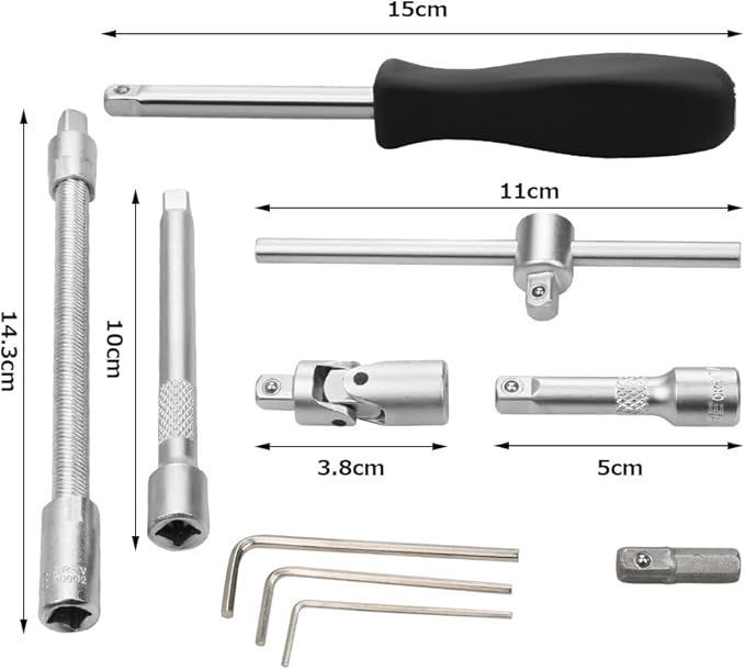 【在庫処分】PPRROFORCE ソケットレンチセット ラチェットレンチ 差込角6.35mm（1/4インチ) 六角ソケット+ドライバー 作業セット 車やバイク整備用工具 46点組 収納ケース付き