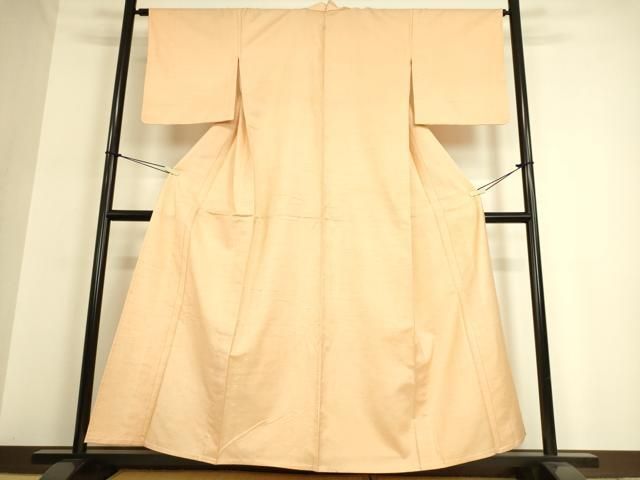 平和屋着物▽真綿結城紬　単衣　洒落柿色　反端付き　正絹　逸品　DAAQ3606az 平和屋着物▽真綿結城紬 単衣 洒落柿色 反端付き 正絹 逸品 DAAQ3606az